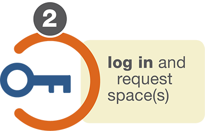 log in and request space
